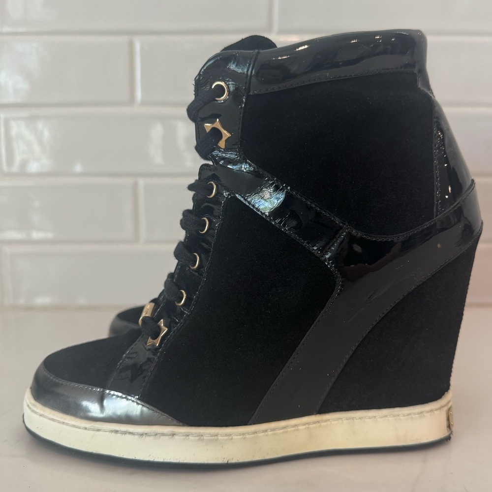 Jimmy Choo Black Wedge Sneakers